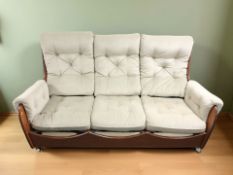 A G Plan teak framed three piece lounge suite, comprising of three seater settee, length 174 cm,