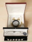 A silver gilt cocktail necklace and earring suite, in box,