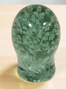 A Victorian Sunderland glass dump with bubble inclusions, height 15.5 cm.