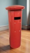 A replica enameled metal postbox, height 148 cm.