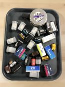 A collection of mostly unused vintage 35mm and 120 film including Rollei.