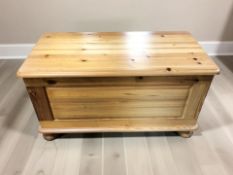 A modern pine blanket box, width 91 cm.