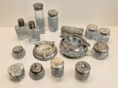 A group of silver-mounted ink bottles,