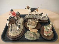 A Border Fine Arts fox hunting group on plinth,
