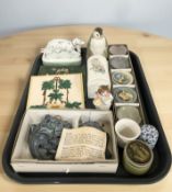 A Rye Pottery figure of two dalmatians, USSR figure of a penguin chick,