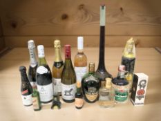 Fifteen various bottles of alcohol and miniatures including Chianti, Casel Mendes Vinho rose,