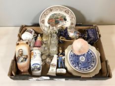 Assorted ceramics including Staffordshire figure, transfer printed items, an EPNS cruet, etc.