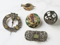 A silver and marcasite brooch,