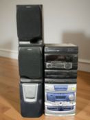 A Bush hi-fi and a Sony hi-fi with speakers.