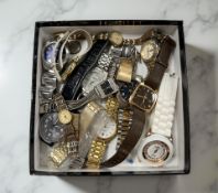 A group of wristwatches including a lady's silver-gilt Rotary quartz wristwatch,