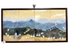 A tiled collage depicting angels in a landscape, overall 63 cm x 33 cm.