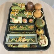 A group of Kashmir hand painted papier mache boxes and trays,