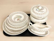 Eighteen pieces of Crown Ducal transfer printed dinner wares.
