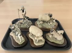 A Border Fine Arts group JH6 'Spring Lambing', together with JH37 'King of the Castle', 120 'Texel,