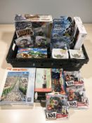 A group of modern toys and figurines including Funko Pop, Max Steel, Hasbro, etc.