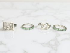 A silver signet ring with intaglio griffin,