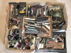 A large quantity of 20th century tin plate rolling stock, various lengths of track,