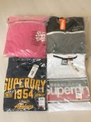 A Superdry t-shirt, princedom blue marl, size 3XL, a Superdry logo stripe t-shirt, colour optic,
