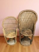 Two child's wicker armchairs,