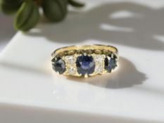 An antique 18ct gold sapphire and diamond ring, size P CONDITION REPORT: 3.
