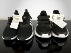 Two pairs of Adidas child's trainers, black, both UK size 2.