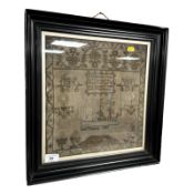 An early 19th century tapestry sampler, 31 cm x 33 cm.