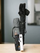 A camping bed in carry bag,