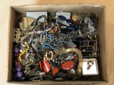 A large quantity of costume jewellery, a pair of 9ct gold mounted cameo earrings,