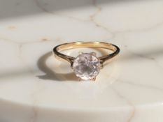 A 9ct gold Brazilian kunzite solitaire ring, size R CONDITION REPORT: 1.