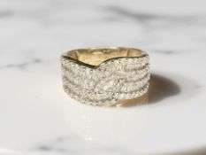 A 9ct gold diamond ring, set with approximately 168 diamonds, total weight approximately 1.