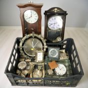 A collection of wall and mantle clocks (one box)