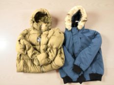 A Superdry Everest bomber coat, ocean blue, size M,