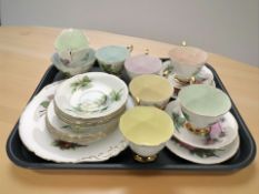 Twenty one pieces of Paragon six world famous roses tea china.