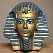 A painted ceramic pharaoh wall plaque, height 30 cm.