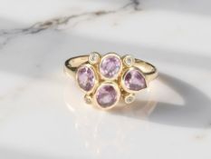 A 9ct gold purple sapphire and white zircon ring, size R CONDITION REPORT: 2.