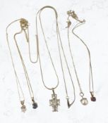 A 10ct gold garnet pendant on chain,