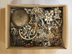 A collection of costume jewellery, various stone and paste set brooches, dress rings, etc.