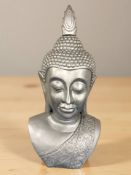 A very large silvered composition bust of Buddha,