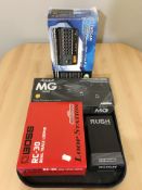 A Marshall MG series foot controller, a Tascam digital pocket studio DP-008EX,