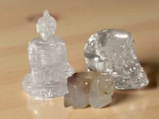 A Chinese carved jade figure of a baby crawling on all fours, length 4.