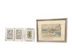 Danish School : Buildings by a river, watercolour, 41 cm x 30 cm,