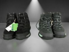 Two pairs of Mountain Warehouse children's hiking boots, black / grey, UK sizes 4 and 5.