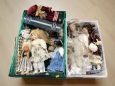 A group of modern collector's dolls.