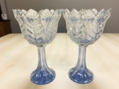A large pair of pressed glass pedestal bowls, height 38 cm.