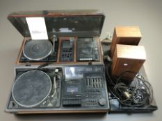 A Dynatron teak cased music centre, a further Hitachi stereo music centre SDT-400,