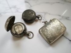 Two antique silver Sovereign cases and a silver vesta case
