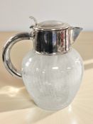An EPNS mounted crackled glass jug, height 26 cm.