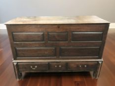 A Georgian oak mule chest,
