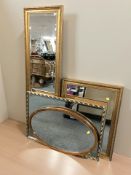 A group of modern gilt mirrors,