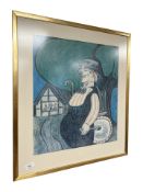 A Danish colour print depicting a clown, 58 cm x 66 cm.